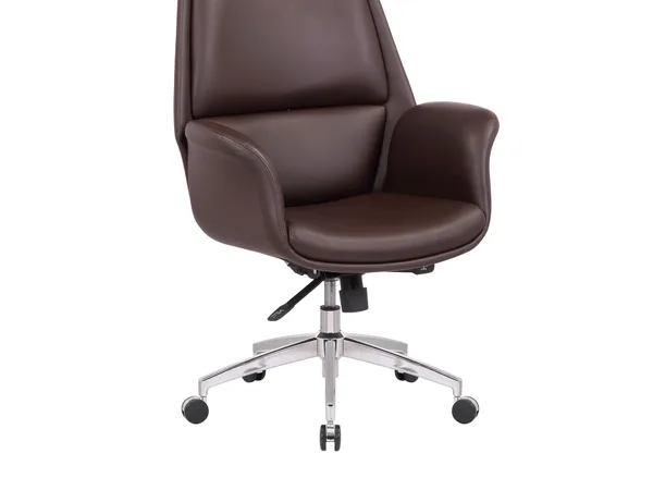 Haoguo brown leather lounge swivel chair